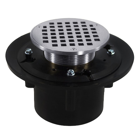 Jones Stephens 3in. x 4in. Heavy Duty ABS Drain Base with 3-1/2in. Metal Spud and 6in. Chrome Plated Strainer D49166